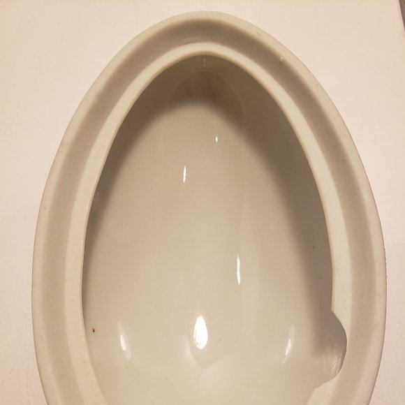 EGG SHAPED TRINKET DISH w/ LID - FLOWERS & GOLD INLAY TRIM - 5.5" X 3.5" X 3.5" - Picture 14 of 15